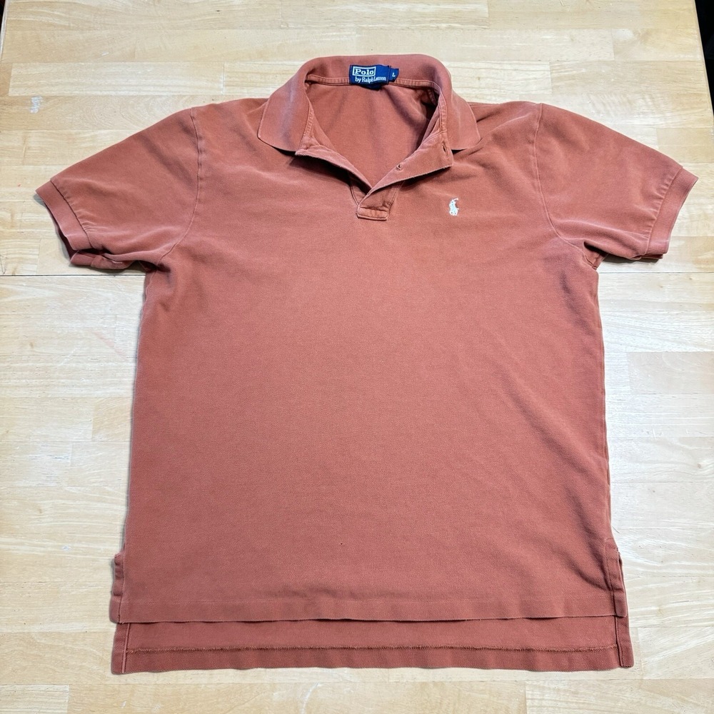 Polo by Ralph Lauren Mens Shirt Rust Orange Classic Collared Shirt Size Large